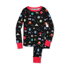 Kids Long Sleeve Top and Bottom Snug Fit Pajama Set