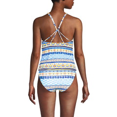 Women's DD-Cup Tugless High Neck Strappy Back Tankini Swimsuit Top