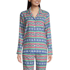 Women's Tall Long Sleeve Print Flannel Pajama Top