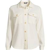 Women's Plus Size Waffle Relaxed Long Sleeve Shirt Jacket