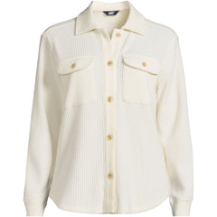 Women's Plus Size Waffle Relaxed Long Sleeve Shirt Jacket