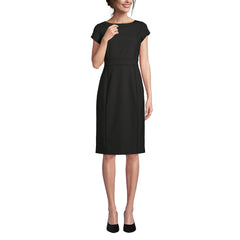 School Uniform Women's Petite Washable Wool Piped Sheath Dress