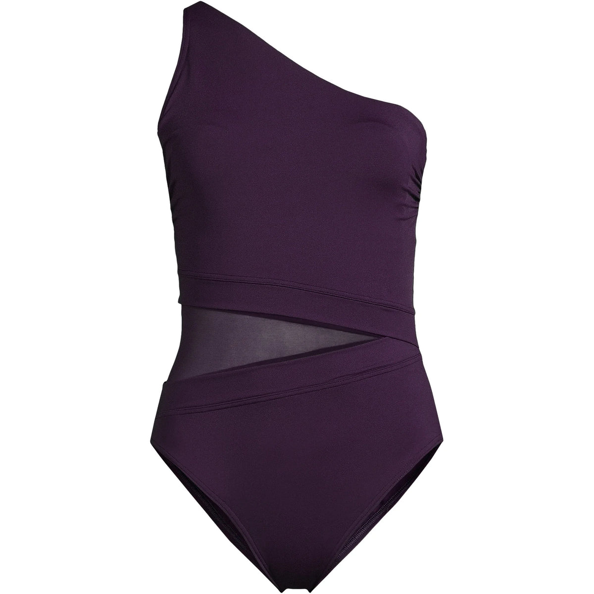Women's Chlorine Resistant Smoothing Control Mesh High Leg One Shoulder One Piece Swimsuit