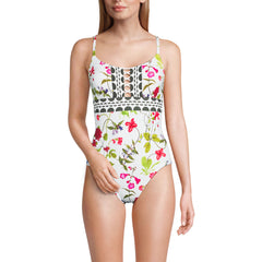 Women's Long Lace Up One Piece Swimsuit