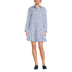 Women's Flounce Button Front Shirt Dress