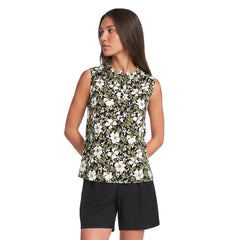 Women's Linen Blend Ruffle Trim Tank Top