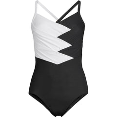 Women's D-Cup New SlenderSuit Pleated Low Leg One Piece Swimsuit