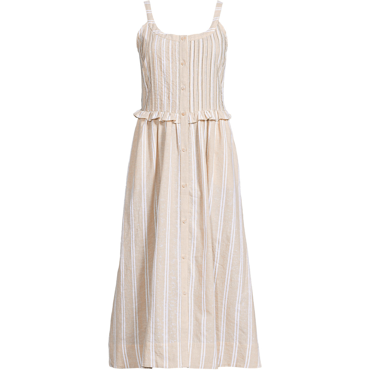 Women's Linen Blend Pintuck Tank Midi Dress