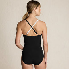 Women's D-Cup SlenderSuit Pleated Low Leg One Piece Swimsuit