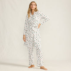 Women's Petite Brushed Cozy Waffle Jersey 3 Piece Pajama Set - Tank Top Pant and Robe