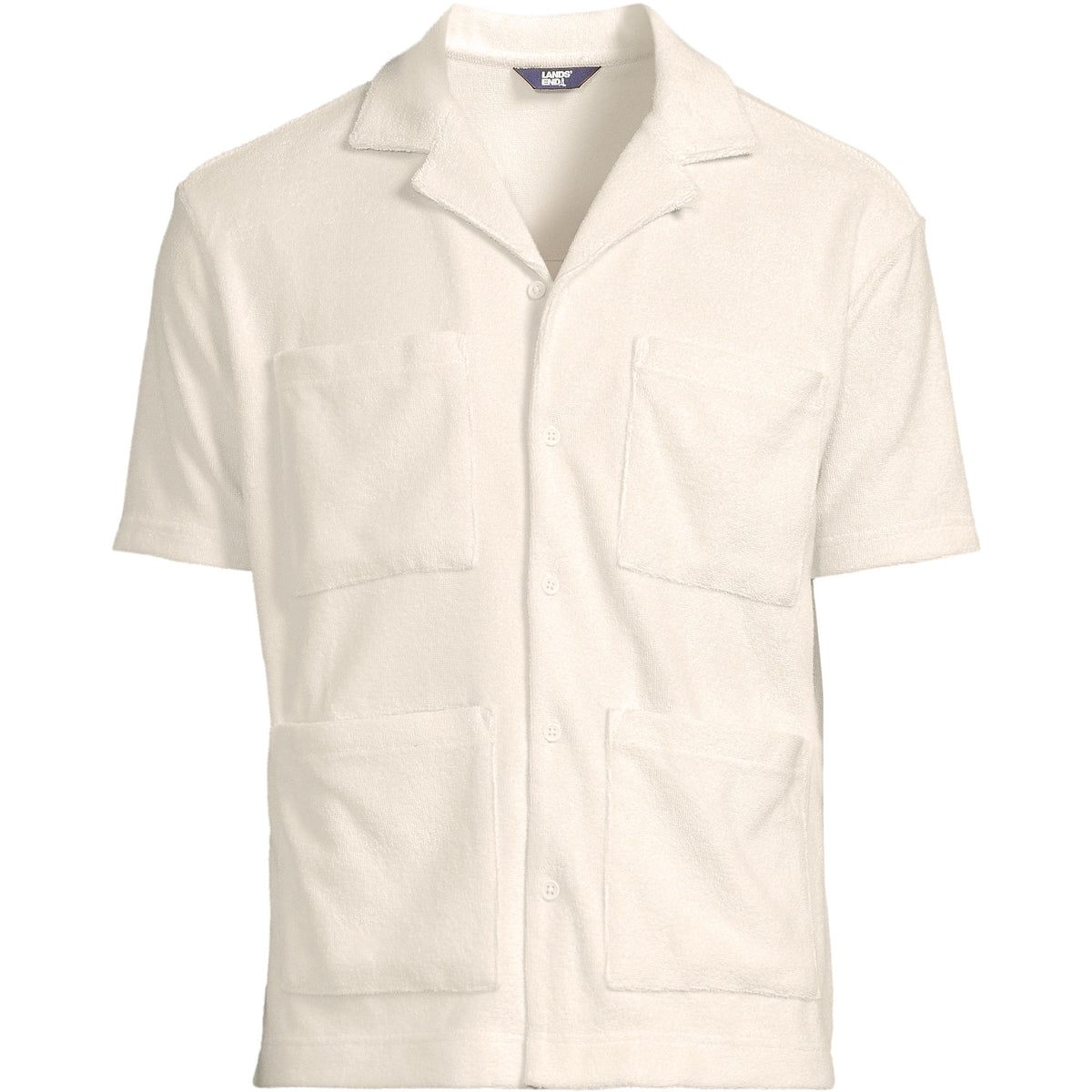 Men's Short Sleeve Textured Terry Camp Collar