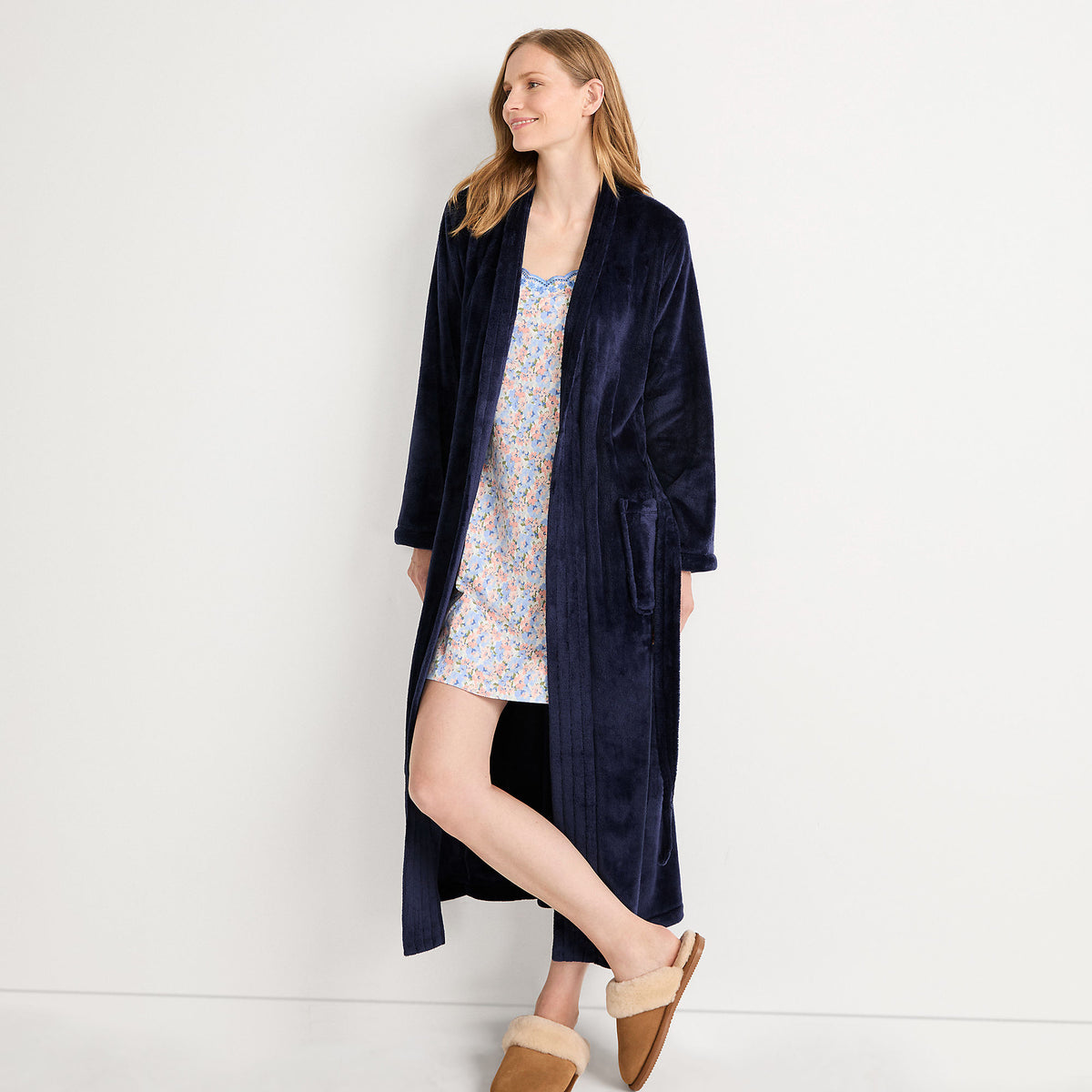 Women's Petite Cozy Plush Long Wrap Robe
