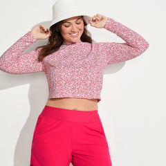 Women's Plus Size SunShade UPF 50 Long Sleeve Cropped Rash Guard