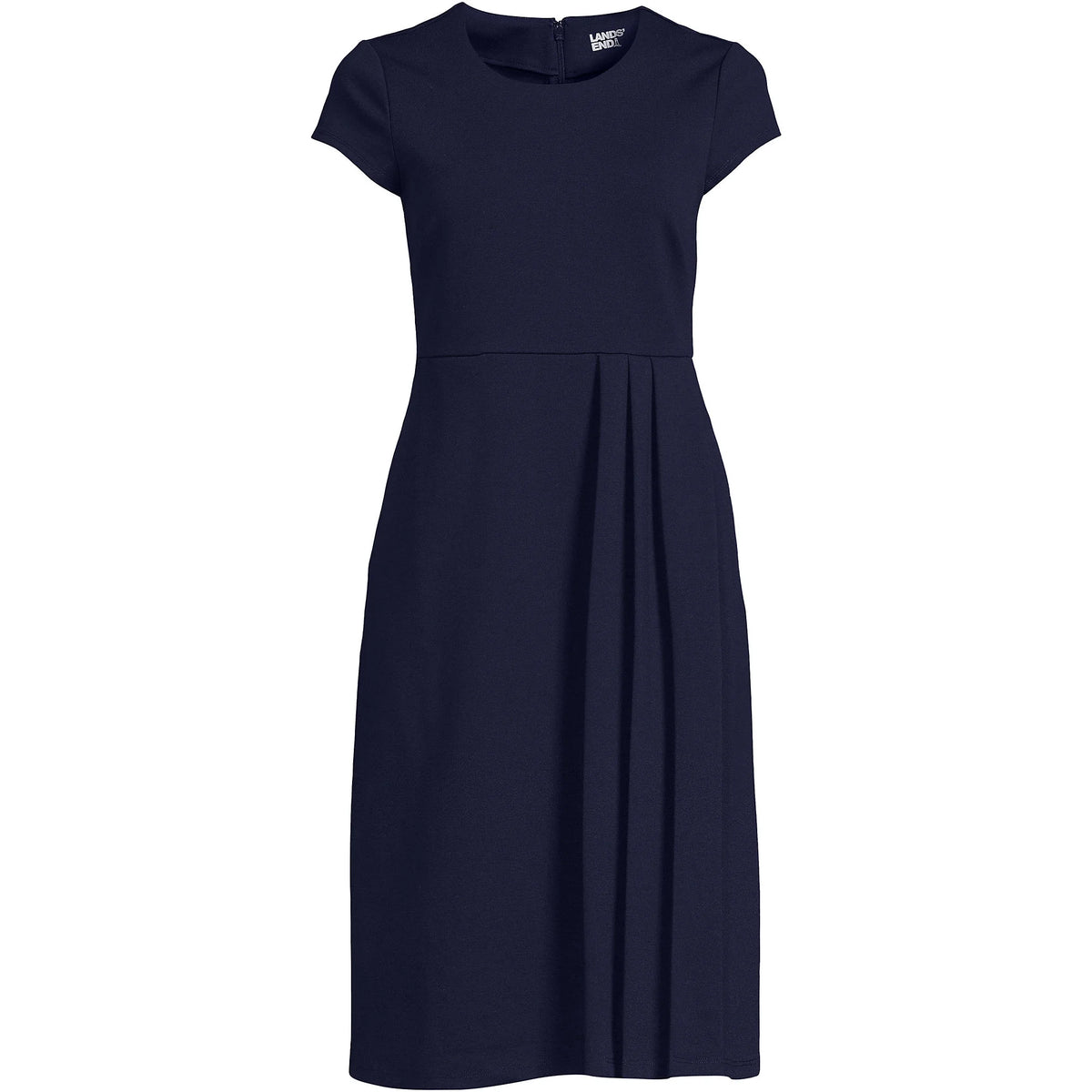 Women's Plus Size Cap Sleeve Box Pleat Ponte Dress