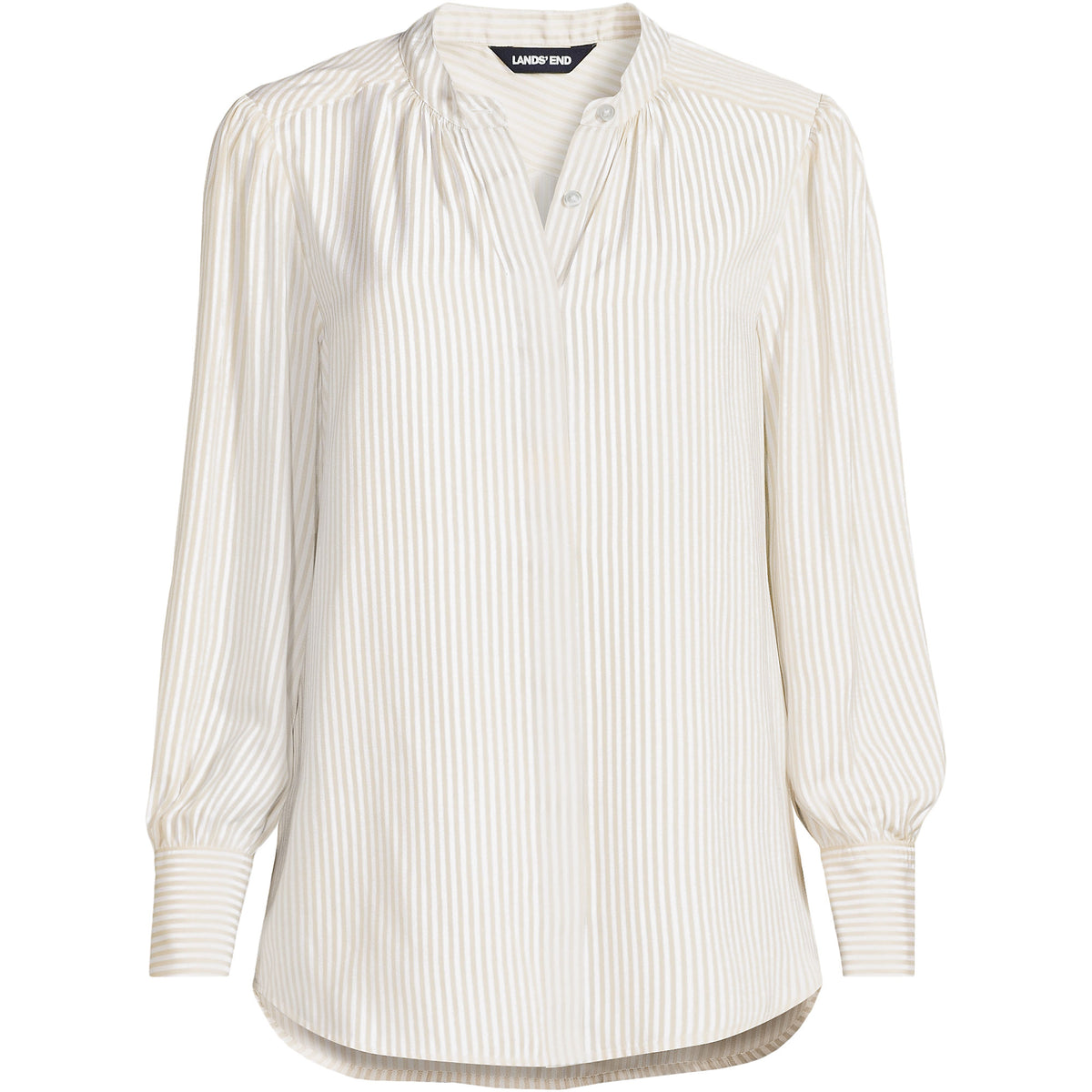 Women's Banded Collar Button Front Shirt