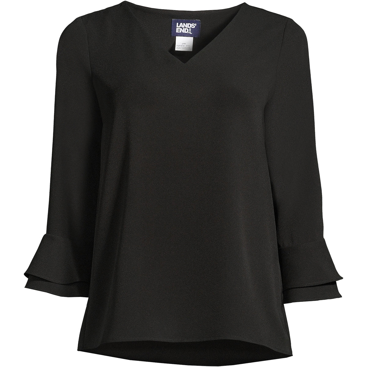 Women's 3/4 Flutter Sleeve Crepe Blouse