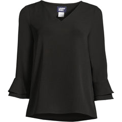 Women's 3/4 Flutter Sleeve Crepe Blouse