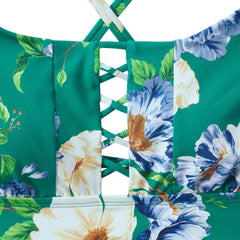 Women's Plus Size Lace-up Flutter Tankini Swimsuit Top