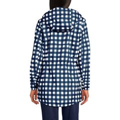 Women's Petite Print Waterproof Hooded Packable Raincoat