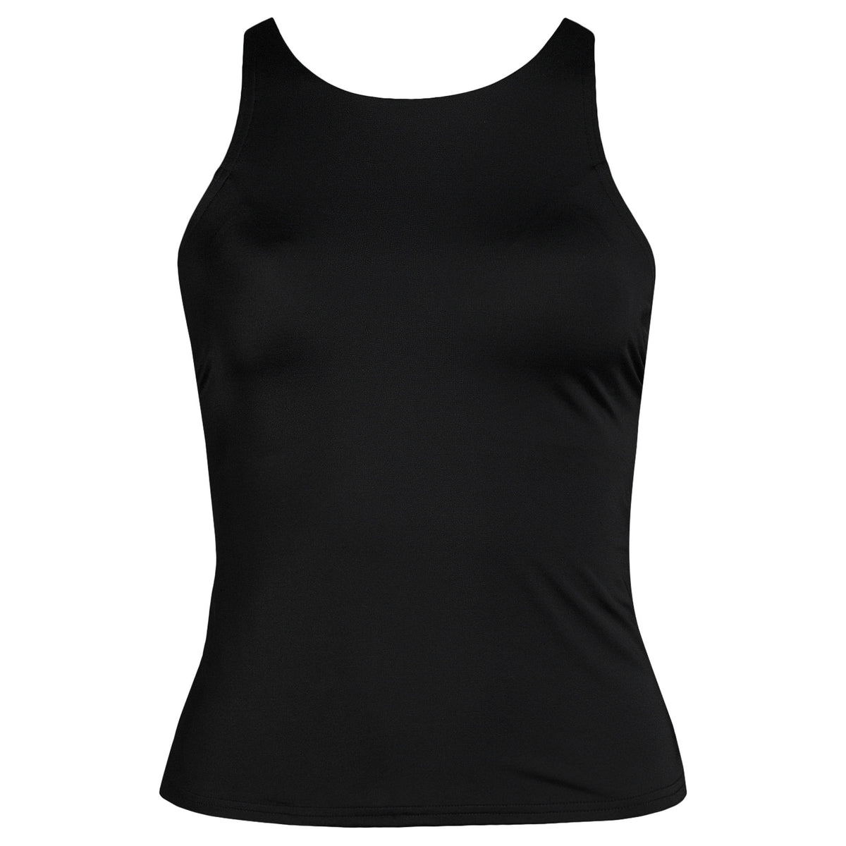 Women's Plus Size Tugless High Neck Strappy Back Tankini Swimsuit Top