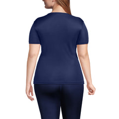Women's Plus Size Silk Interlock Short Sleeve Crewneck Long Underwear Thermal Baselayer Top