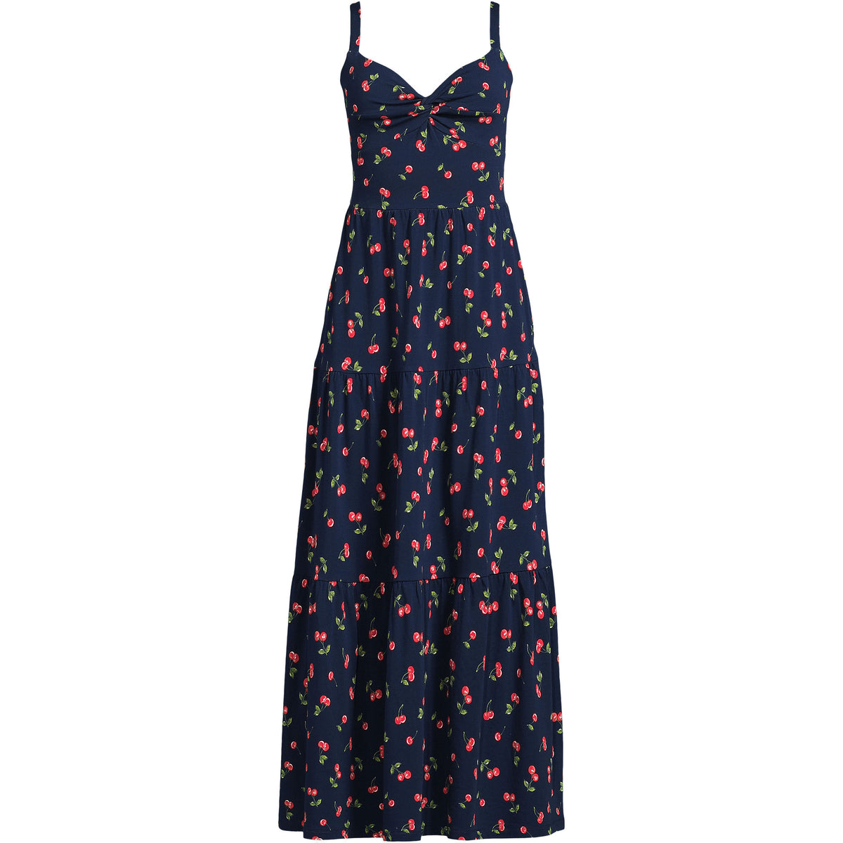 Women's Cotton Modal Twist Front Tiered Maxi Dress