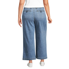 Women's Plus Size Mid Rise Denim Wide Leg Ankle Jeans