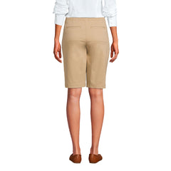 Women's Petite Mid Rise Elastic Waist Pull On 12 inch Chino Bermuda Shorts