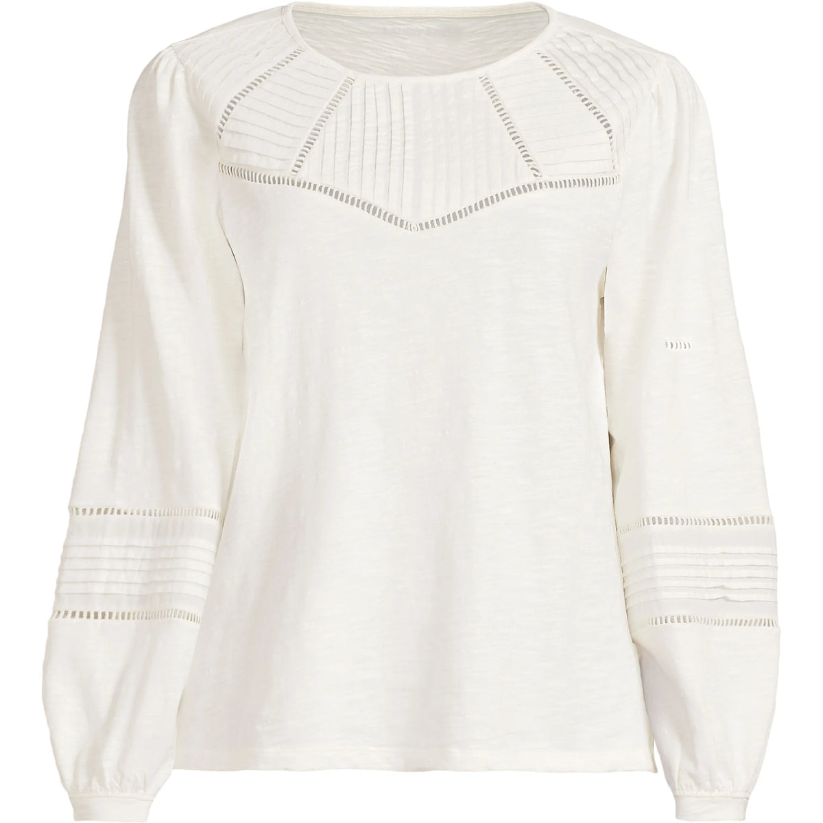 Women's Plus Size Long Sleeve Slub Pintuck Top