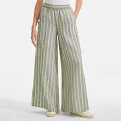 Women's Petite Linen High Rise Palazzo Pants - Set Bottom