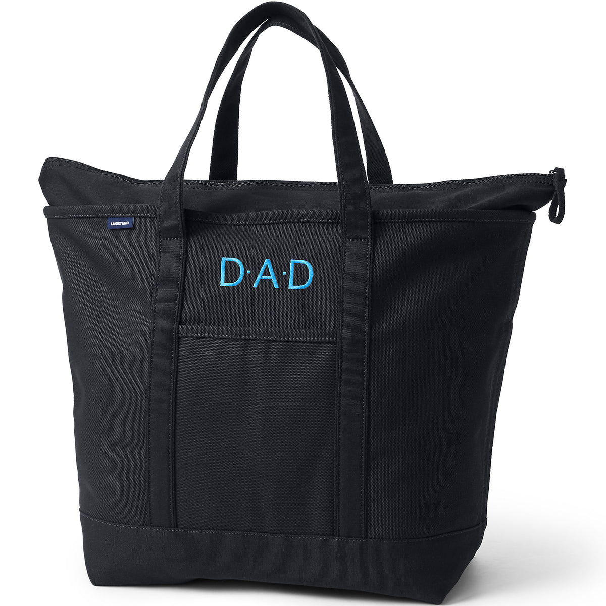 Extra Large Solid Color 5 Pocket Zip Top Canvas Tote Bag