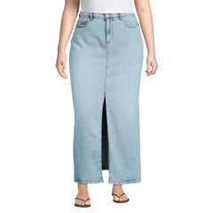 Women's Plus Size Soft Denim Maxi Skirt