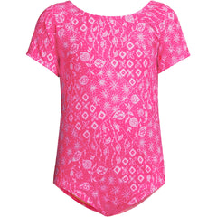 Girls Cap Sleeve Portrait One Piece Swimsuit