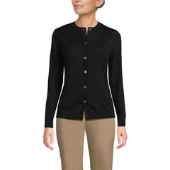 Women's Tall Cotton Modal Crew Neck Cardigan Sweater