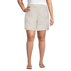 Women's Plus Size Chino High Rise Pleated 7" Shorts