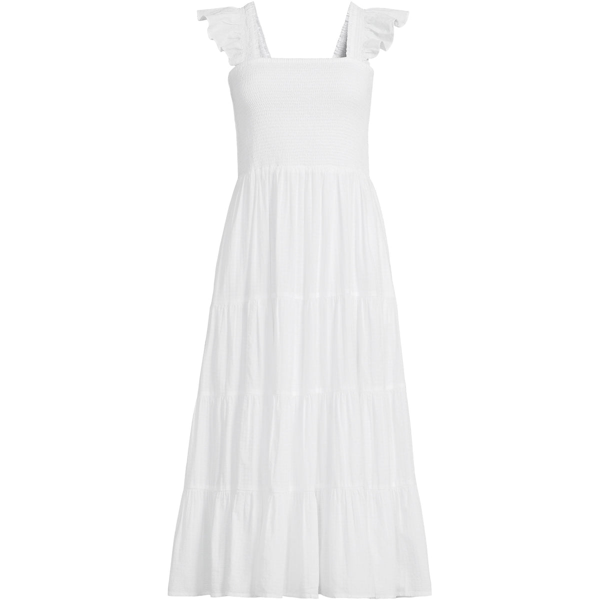 Women's Plus Size Cotton Dobby Smocked Dress with Ruffle Straps