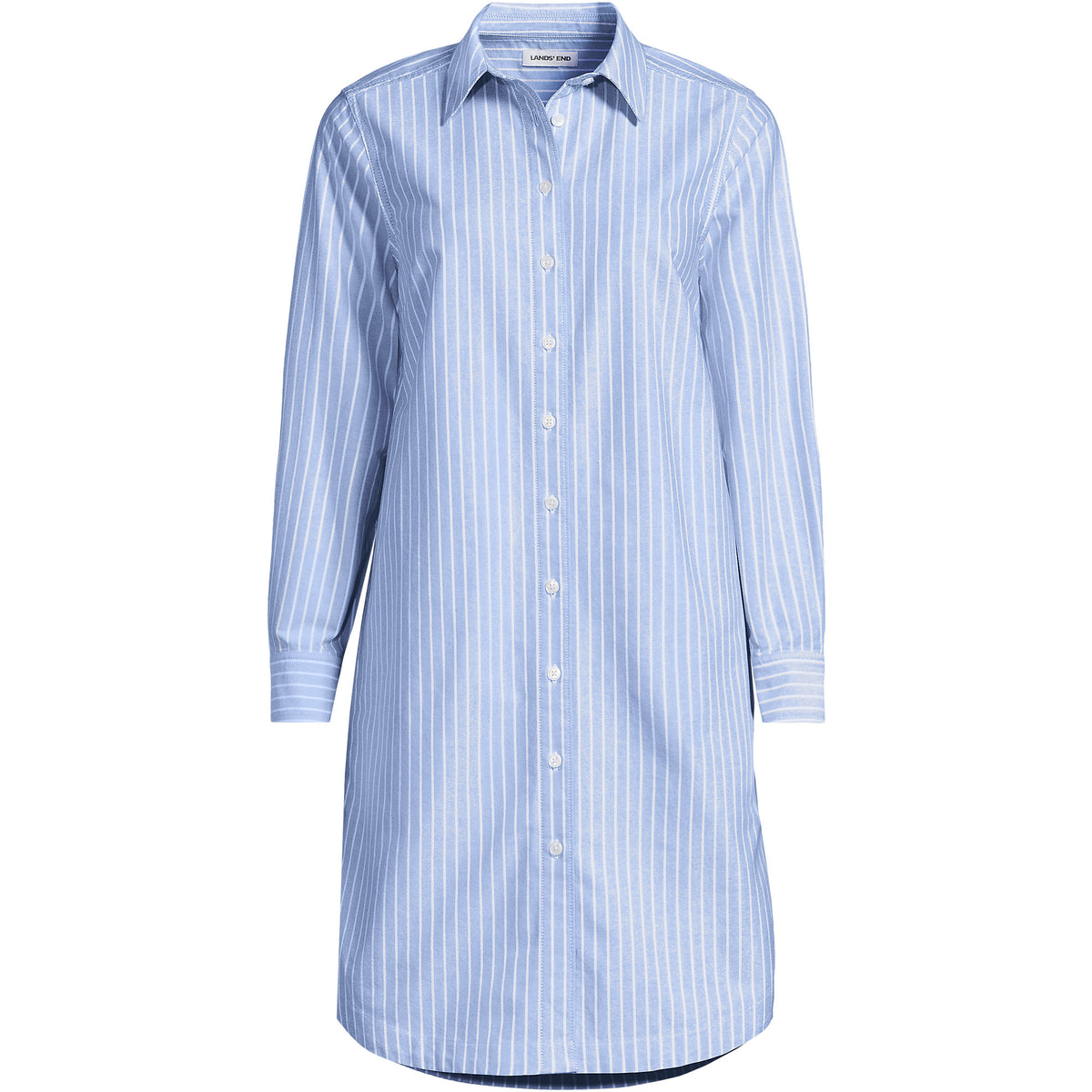 Women's Plus Size Oxford Long Sleeve Button Front Shirt Dress