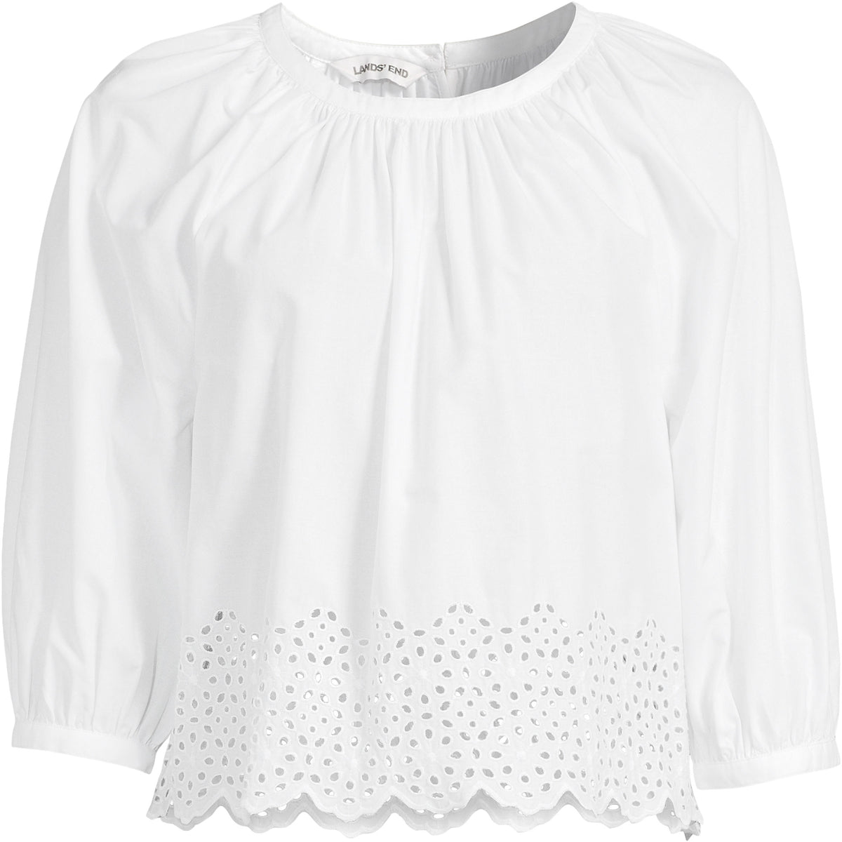 Women's Plus Size Gathered Eyelet Top