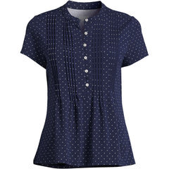 Women's Tall Lightweight Jersey Button Pintuck Top