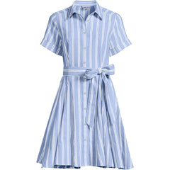 Women's Petite Linen Blend Button Front Dress with Godets