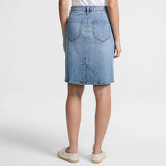 Women's Petite Soft Denim Classic 5 Pocket Above the Knee Skirt