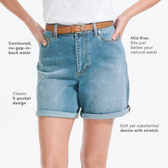 Women's Petite Soft Denim Mid Rise 7" Jean Shorts