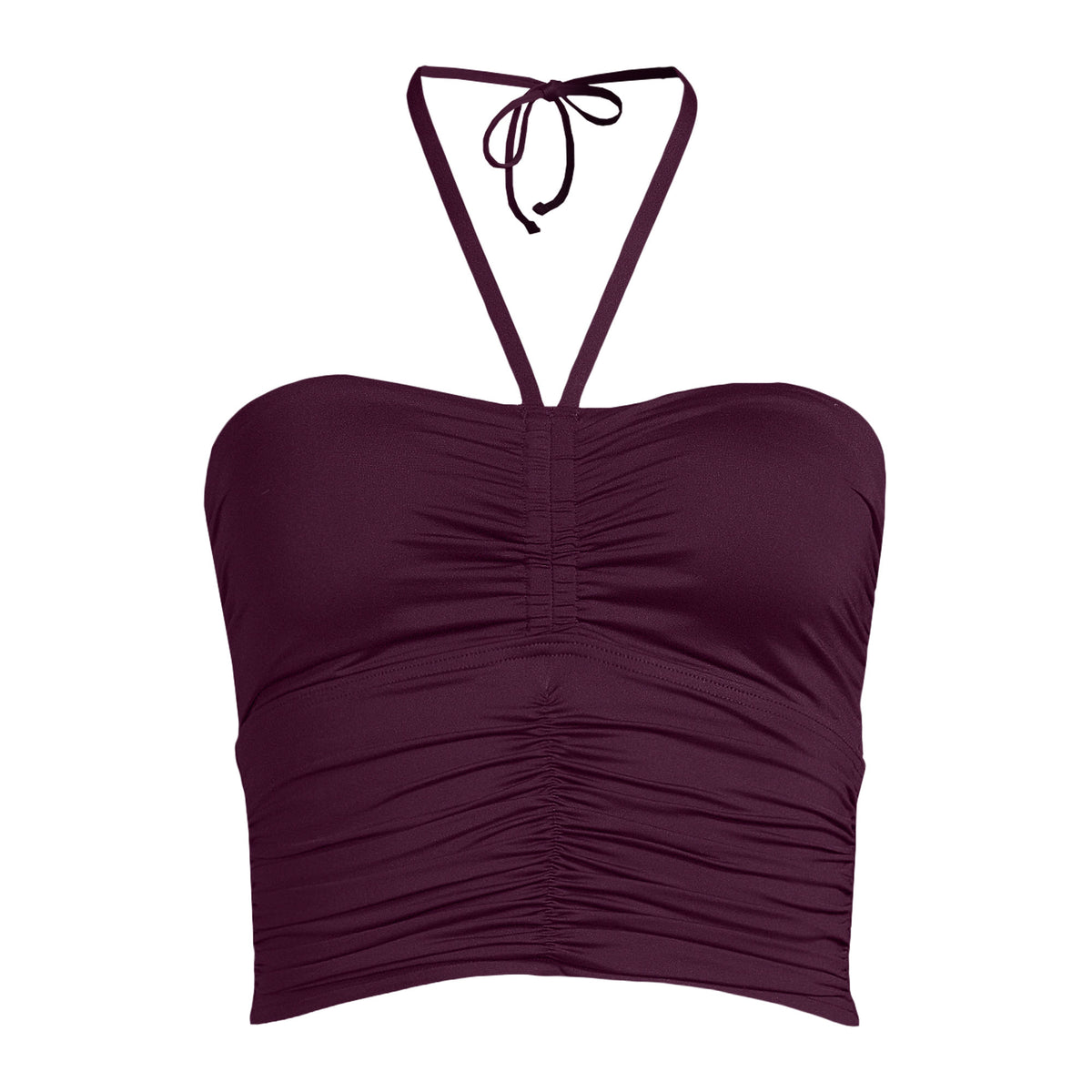 Womens Plus Size Ruched Halter Midkini Top