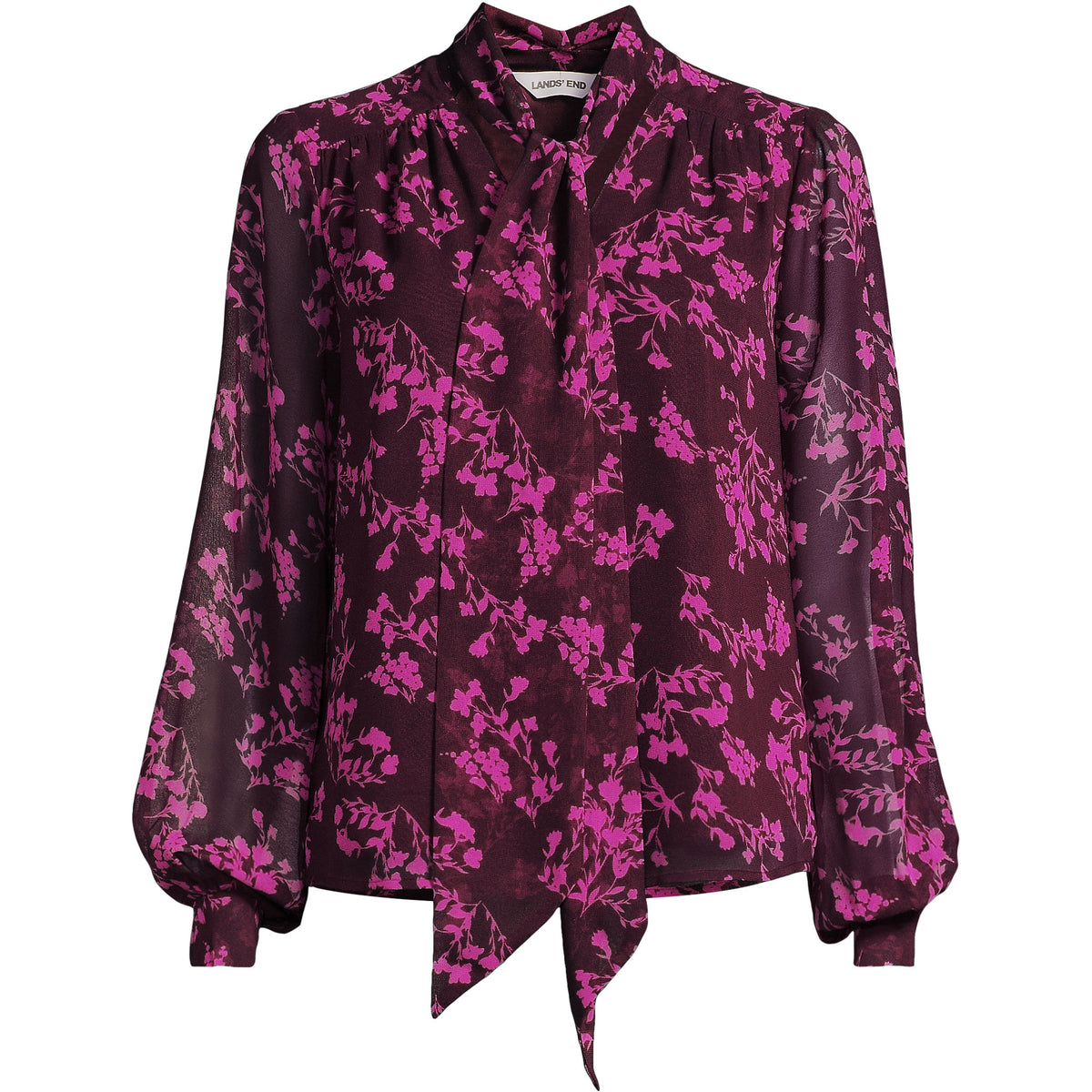 Women's Plus Size Chiffon Removable Tie Neck Blouse