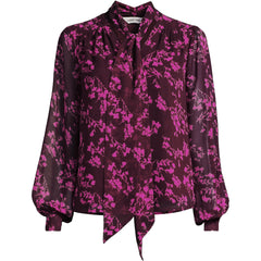 Women's Plus Size Chiffon Removable Tie Neck Blouse