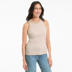 Women's Petite Micro Rib Crew Neck Tank