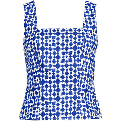 Women's Plus Size Poplin Princess Seam Square Neck Sleeveless Top
