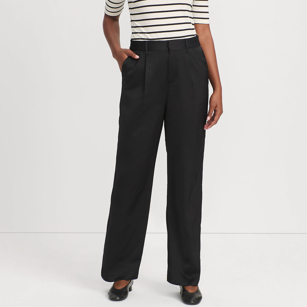 Women's Satin Elastic Back Wide Leg Pants