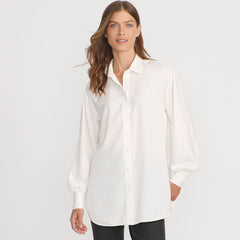 Women's Long Sleeve Oversized Satin Buttondown Tunic