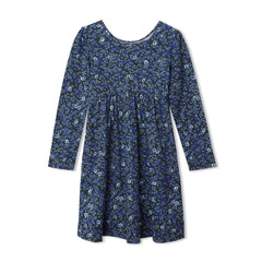 Girls Long Sleeve Gathered Waist Jersey Dress